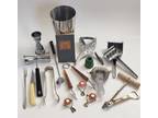 Lot Barware Tools Vtg Shaker Pourers Stoppers Ice Tongs