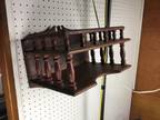 Rare Vintage Wooden Wall Shelf with 2 Shelves and Spindles - Opportunity