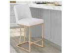Alpha Home White PU Leather Armless Gold Frame Dining Chair - Opportunity