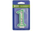 Green Sprinkle Number One Candle, 2.9" x 1.4" x 0.6" - Opportunity