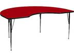 Height-Adjustable Kidney-Shaped Activity Table Red 48in W - Opportunity