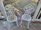 2 Cast Iron Painted White Chairs Outdoor Furniture Rose