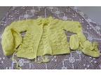 Beautiful Vintage Handmade Crochet / Knit Yellow Baby / Doll Sweater