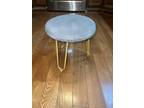 Small Ottoman Stool with Modern Iron Hair pen Legs Gray - Opportunity
