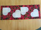 Handmade quilted table runner - red roses and white heart - Opportunity