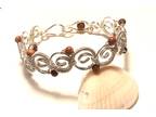 Silver Swirls Cuff Bracelet with Brown Jasper