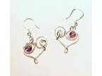Silver Heart Earrings with Purple Fluorite Bead
