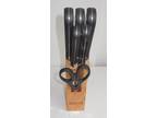 7-Piece Preowned Hullr Knife Set 5 Knives Scissors Wooden - Opportunity