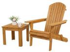 2PCS Foldable Fir Wood Adirondack Chair Table Patio
