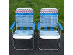 Lot of 2 Jelly Vinyl Tube Folding Lawn Chairs Beach Deck - Opportunity