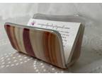 Business Card Holder Fused Art Glass Brown White Swirl - Opportunity