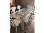 Wicker Dining Table, 6 chairs, tea cart, end table