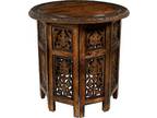 COTTON CRAFT Solid Wood Accent End Table - Hand Carved