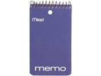 Mead 4 Pack, 60 Count, 3" x 5" White Wire Bound Memo Book