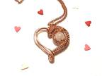 Copper Wire Wrap Heart Pendant with Rose Quartz