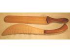 2 Hand Carved WOOD KITCHEN TOOLS Cake Cutter Knife Spatula