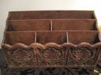 Vintage Lerner Melville Faux Wood Carved Desk Organizer Boho