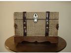 New - Vintage Faux Crocodile Leather Trunk with Belted Leather Straps