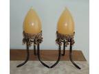 New - (2) Victorian Gothic Teardrop Candles With Candle Holders