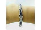12 Ct Princess Cut Blue Sapphire Diamond Tennis Bracelet 14K