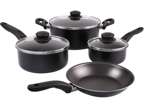 7 Piece Non-Stick Cookware Set Aluminium Black Pot Pan