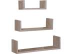 Home Basics Durable Floating Wood Shelf, (Set of 3), Oak (1)
