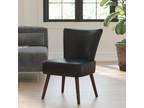 Accent Chair Midcentury Black Leather Faux Living Room
