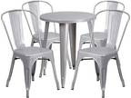 5pc Silver Metal Dining Set 24in x 29in H Round Table w/4