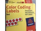 12 Full Boxes Avery 05790 Red Color Coding Labels Permanent