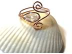 Copper Double Spiral Ring with Clear Crystal