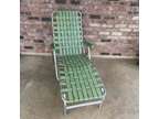 Vintage Webbed Aluminum Folding Chaise Lounge Web Lawn Chair