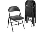 Black Vinyl Folding Chair By Mainstays (4 Pack) NEW