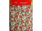 Holiday Time Poinsettia Quilted Table Runner 13" x 70" NWT