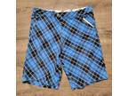 Royal & Awesome Golf Plaid Shorts Mens 34 Blue Chino Flat