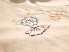 Vintage White Linen Handmade Scarf Table Runner Embroidered