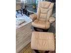 Contemporary Leather Recliner and Ottoman - Opportunity!