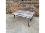 White Washed Wood Coffee Table With Black Hairpin Legs Free