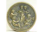 Antique Classical Bronze Plaque Nude Putti Music Allegory