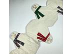 Handmade Quilted Table Runner Snowman Winter Shapes Red