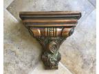 Ornate Wall Sconce Corbel Shelf, Finished in Gray Green &