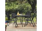 5 Piece Outdoor Patio Dining Set, Black Frame and Sling 4