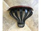 Vintage Black Metal and Cherry Stained Wood Wall Sconce