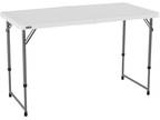 Lifetime 4' Fold-In-Half Adjustable Table, White Granite