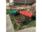 Set Of 4 Vintage Rattan Bamboo Wicker Patio Furniture Chair
