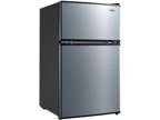 Two Door Compact Refrigerator with Freezer 3.2 Cu Stainless