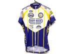Voler Mens White Blue Full Zip Bicycle Jersey - Conoco -