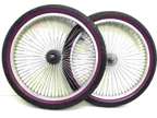 20" Bicycle Alloy Wheel Set 60 Spokes Front Rear Purple Wall