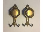 New - Vintage Antique VCR Made in Italy Brass Door Knob Hook Coat Hangers