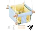 Comfortable Baby Swing Seat, Secure Canvas and Wooden Blue