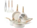 Nonstick Pots and Pans Set, White Granite Induction Cookware